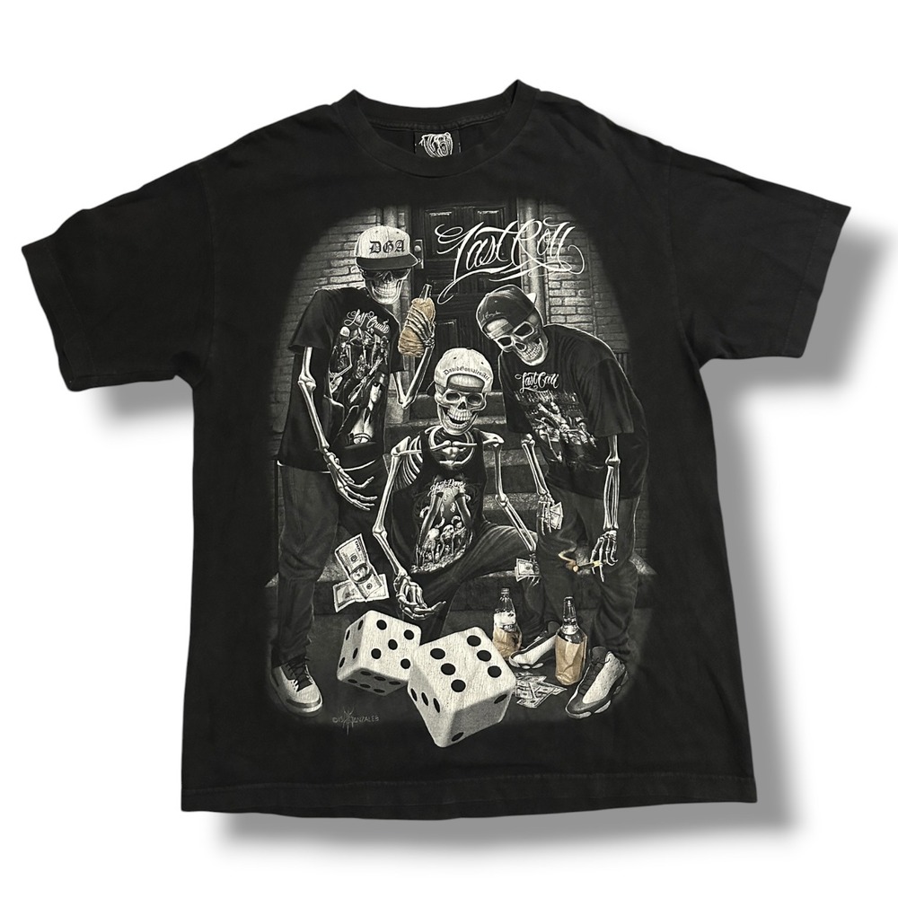 DGA David Gonzales Art Last Call Skeleton Graphic Tee Black Men's L Streetwear